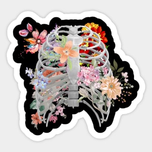 Ribcage and flowers Sticker